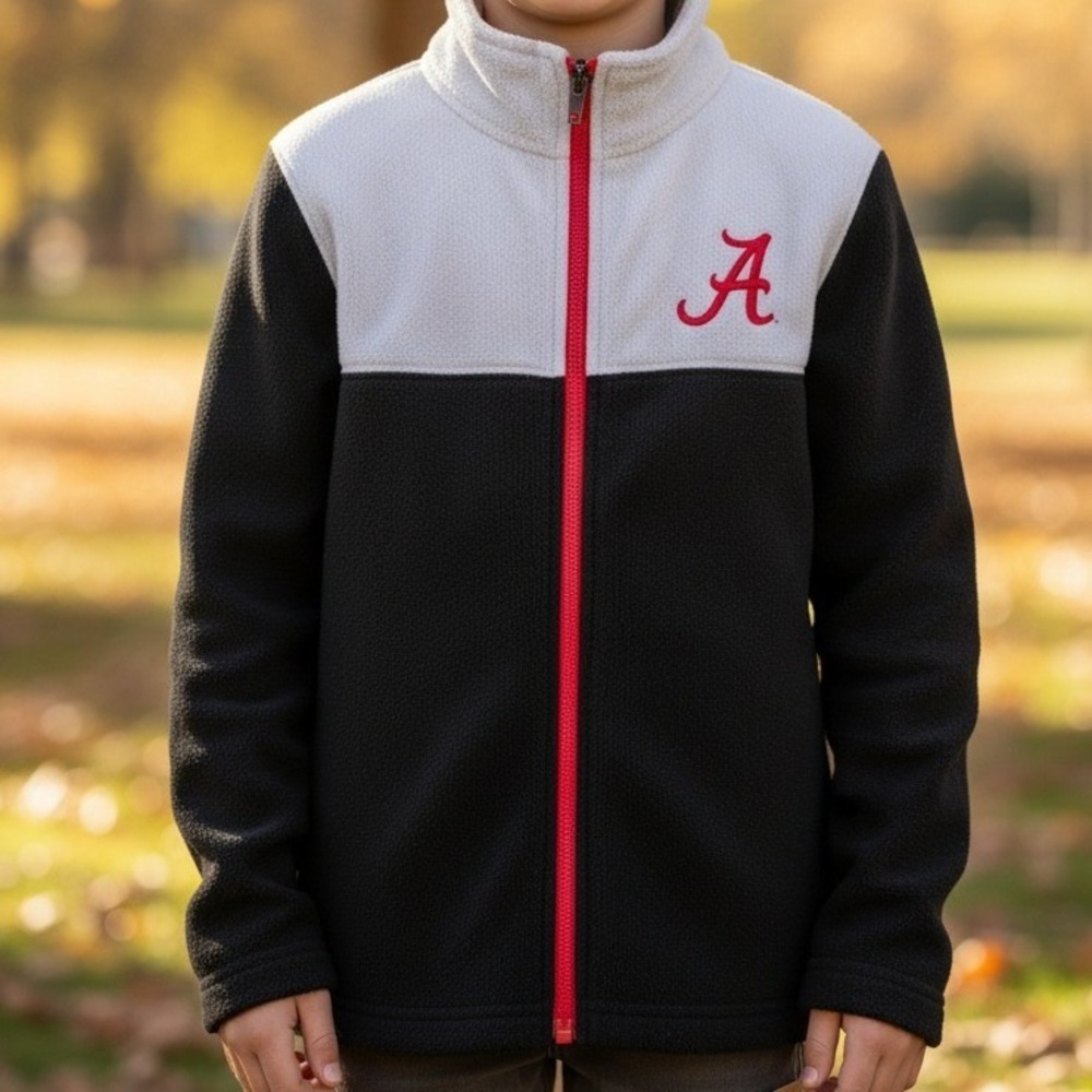 Rivalry Threads Alabama Crimson Tide Kids Fleece Full Zip Jacket Black Grey‎ New